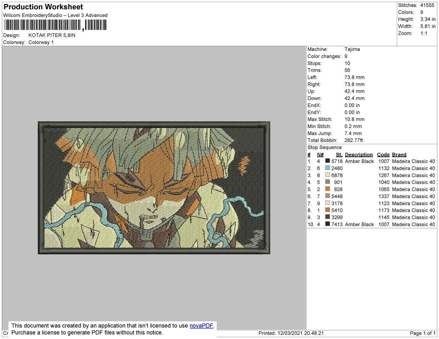 Anime 04 Rectangle Embroidery File 4 size