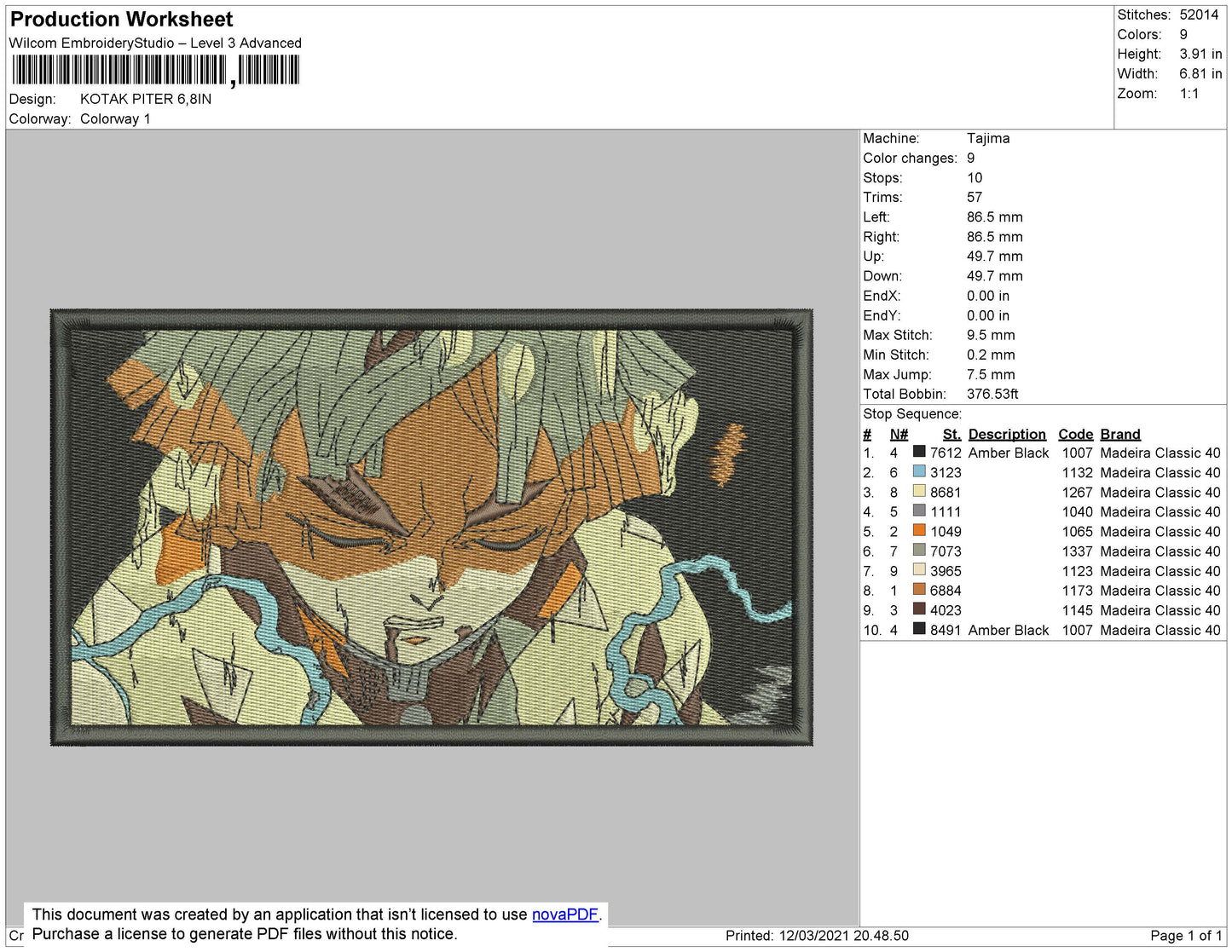 Anime 04 Rectangle Embroidery File 4 size