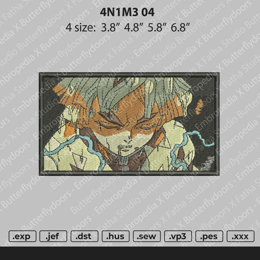Anime 04 Rectangle Embroidery File 4 size