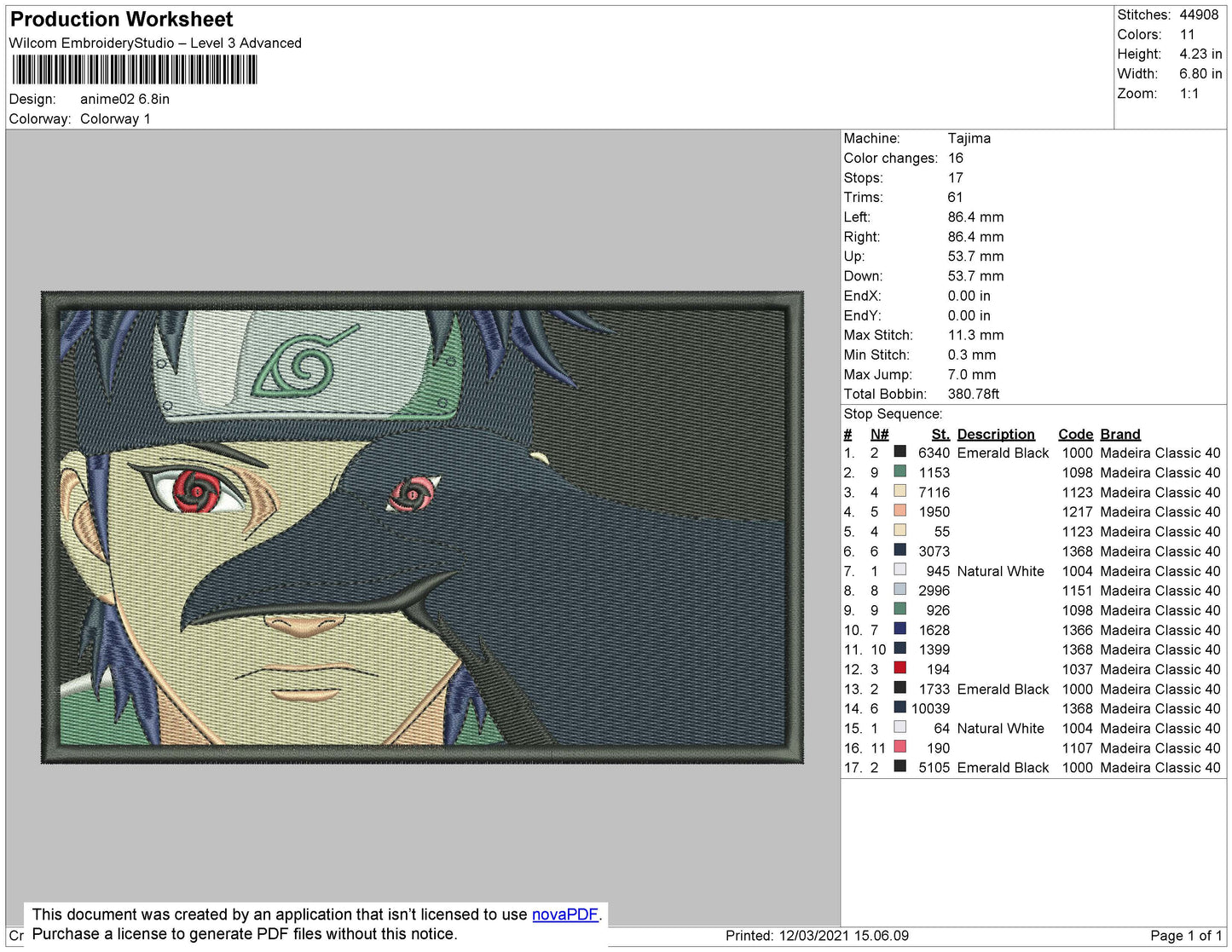 Shisui Akatsuki Embroidery File 4 size
