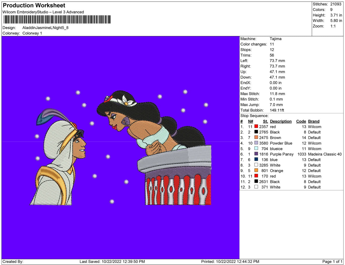 Aladdin Jasmine night