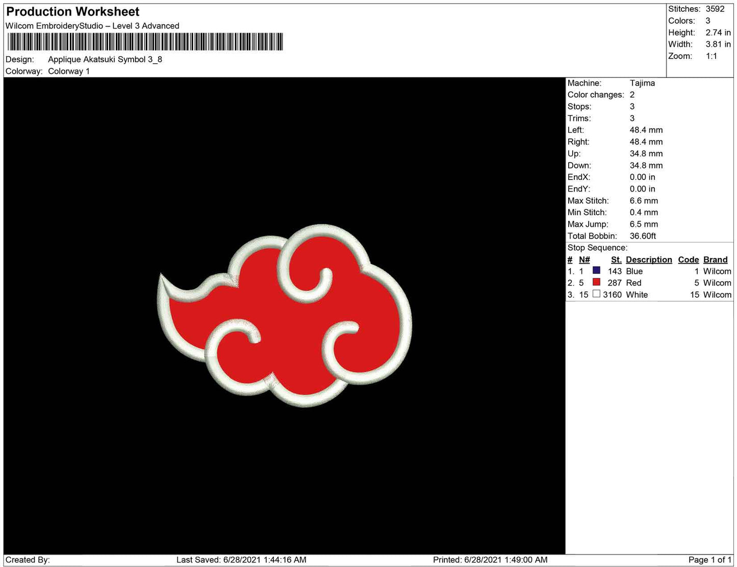Applique Akatsuki Symbol