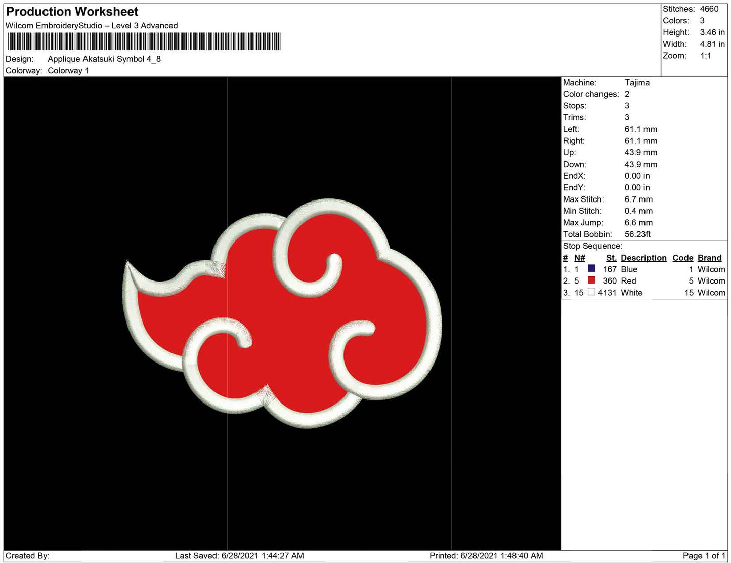 Applique Akatsuki Symbol