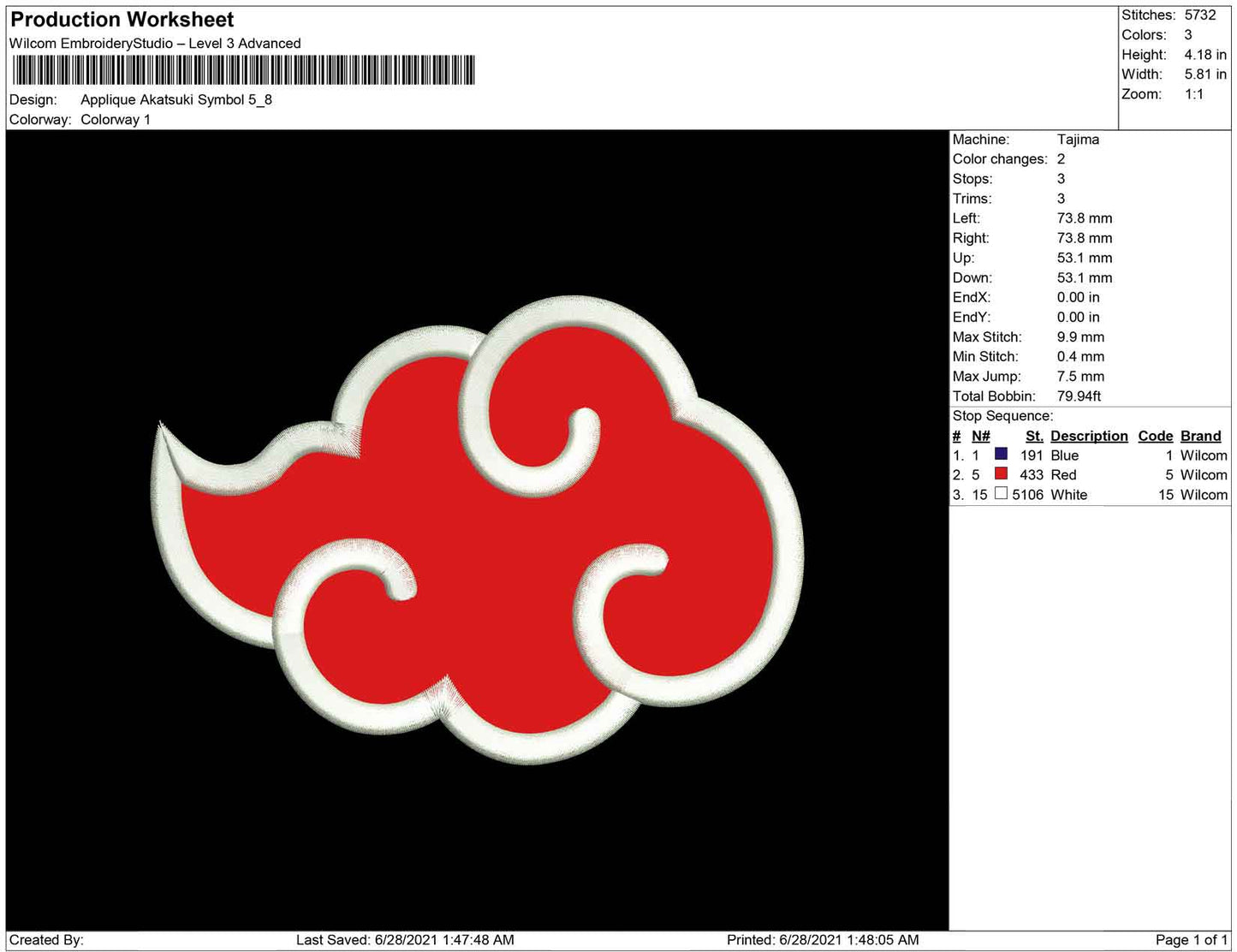 Applique Akatsuki Symbol