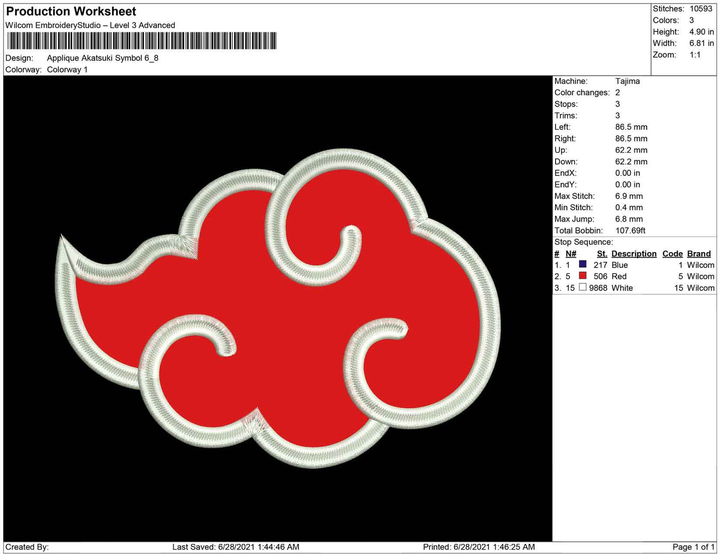Applique Akatsuki Symbol
