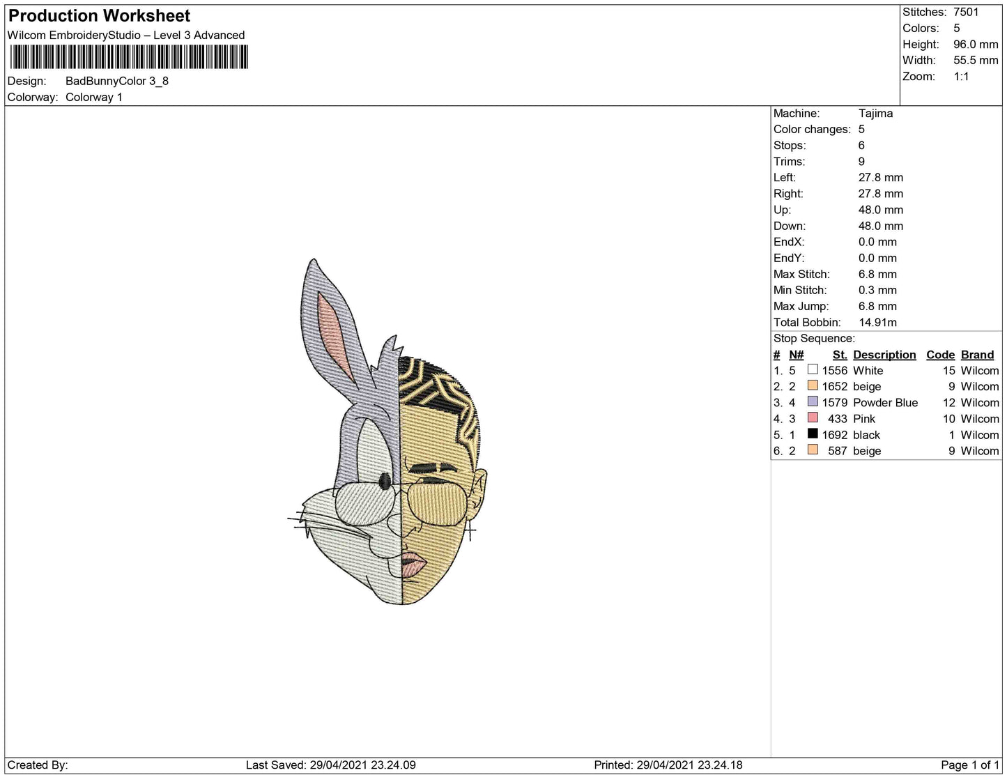 Bad Bunny full color