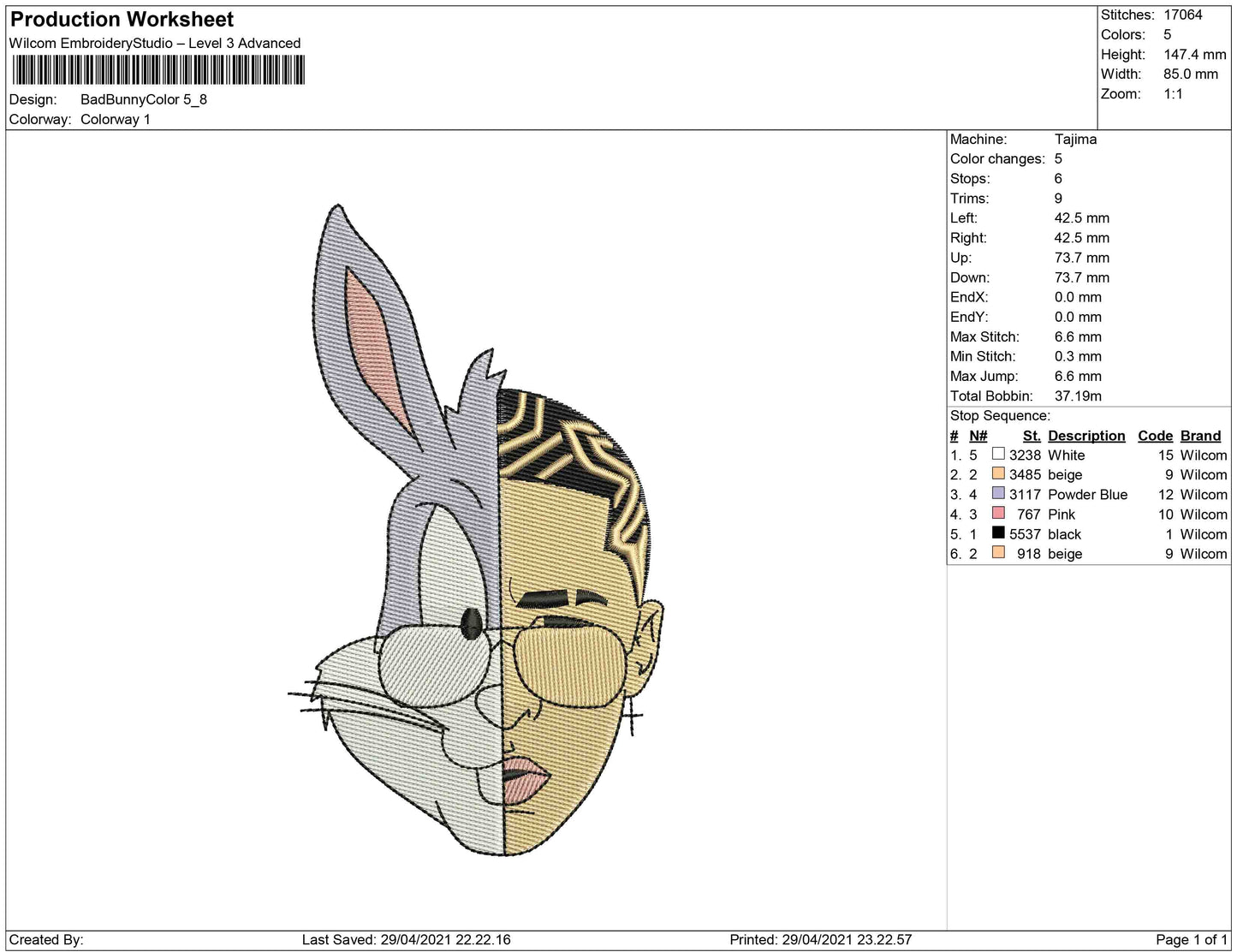 Bad Bunny full color