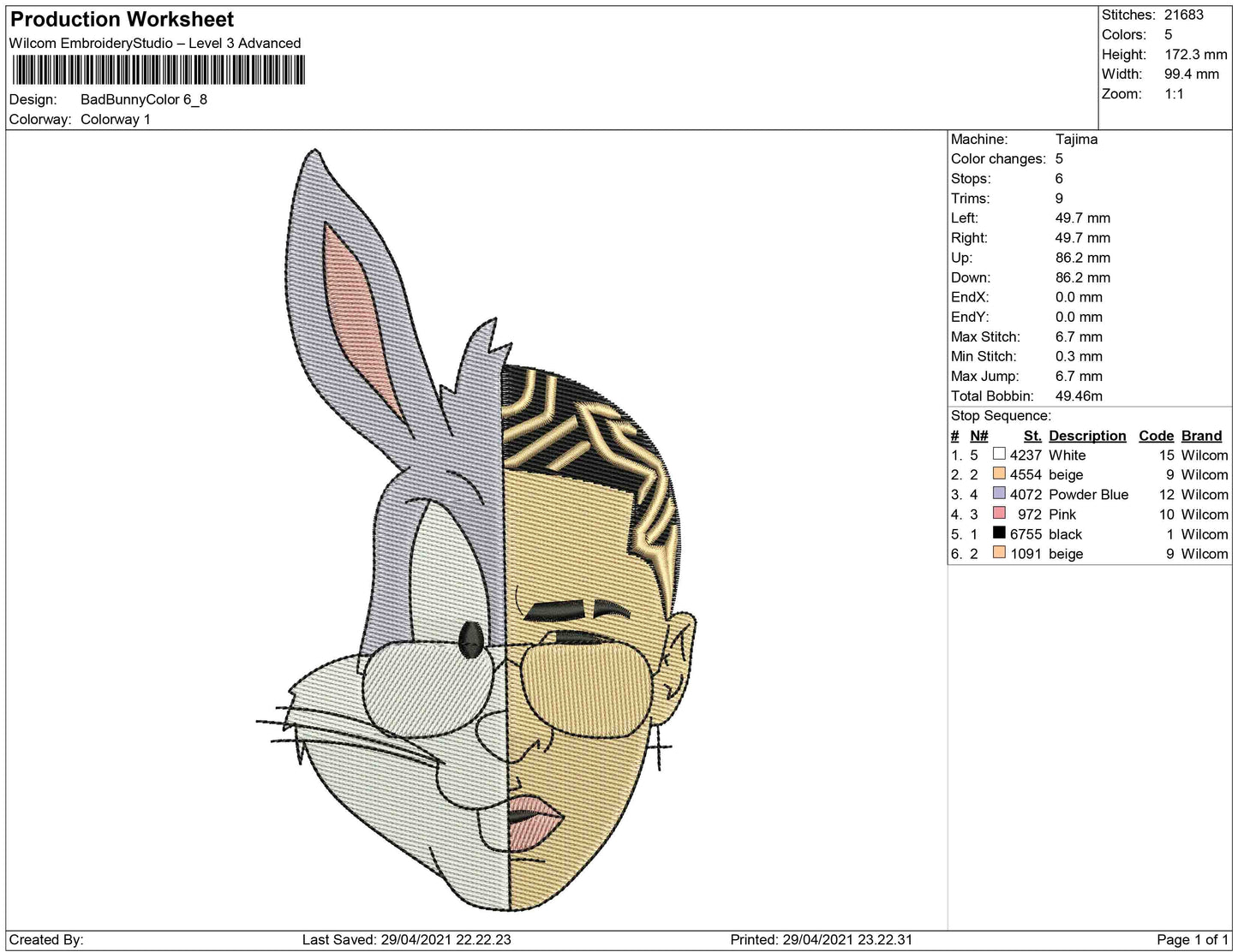 Bad Bunny full color