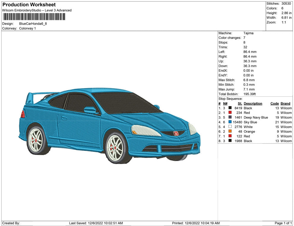 Blue Car Honda
