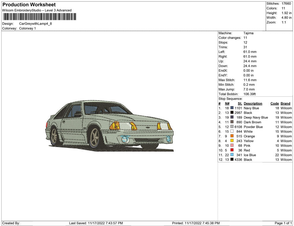 Car Grey With lamp on