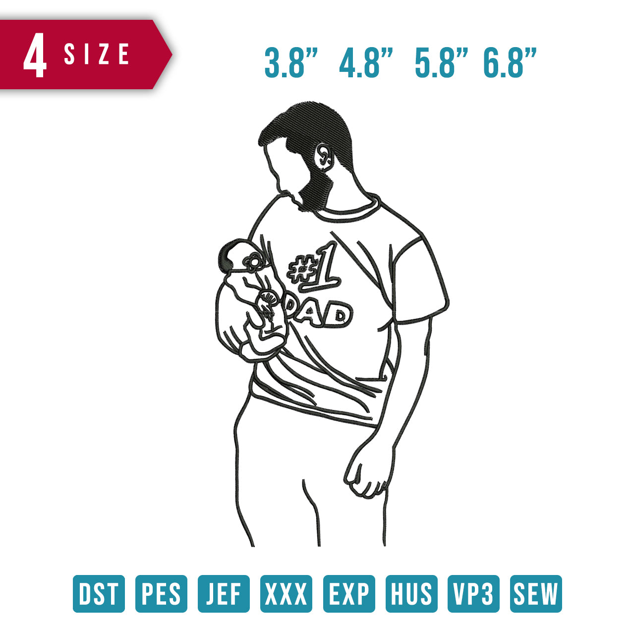 Dad and Baby line art