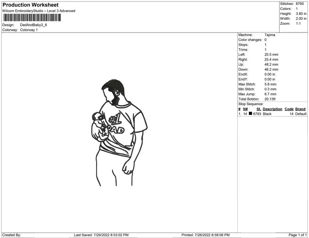 Dad and Baby line art