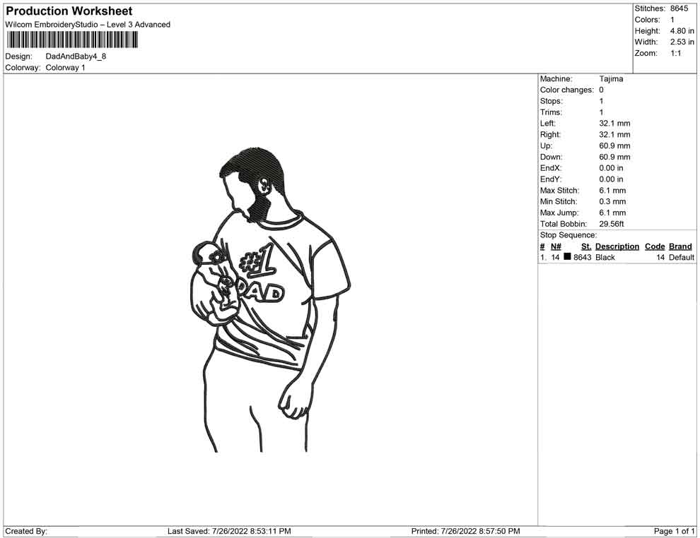 Dad and Baby line art