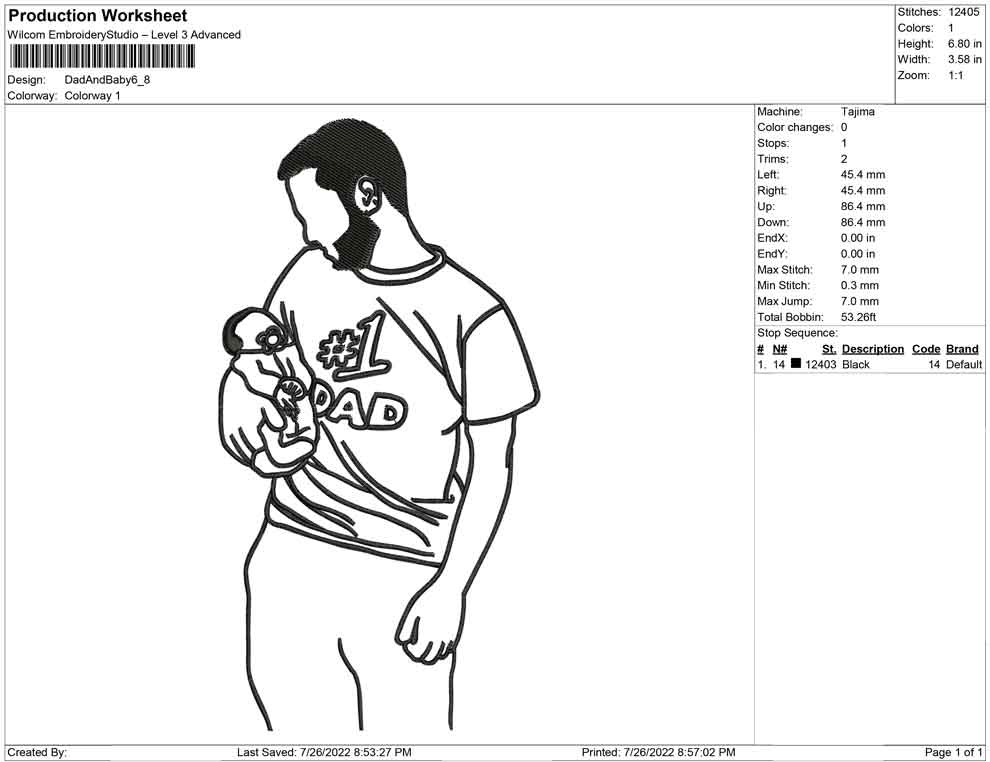 Dad and Baby line art
