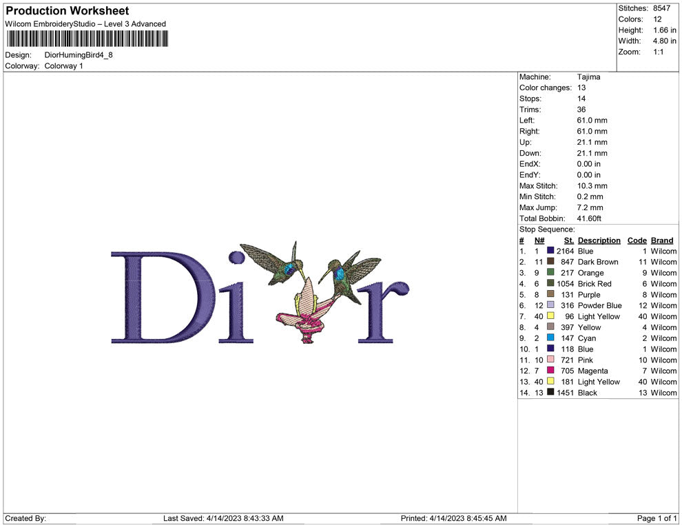 Dior Hummingbird