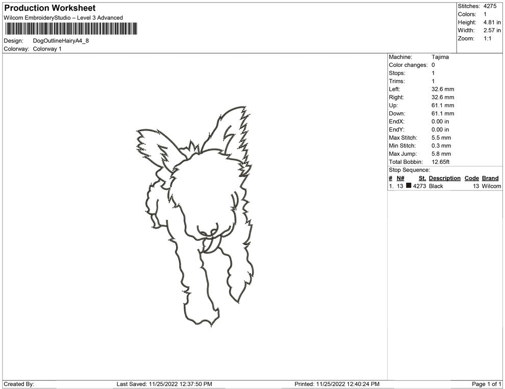 Dog Outline Hairy A