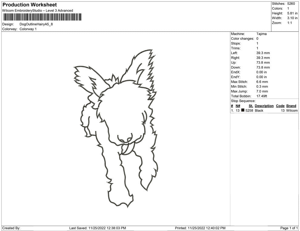 Dog Outline Hairy A