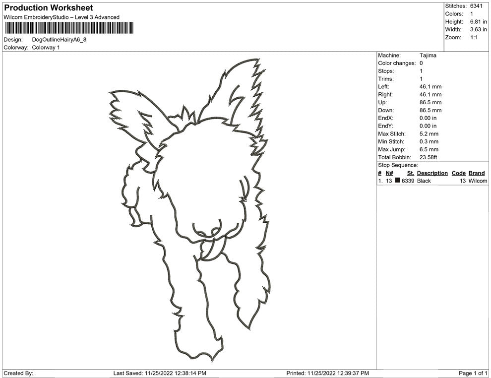Dog Outline Hairy A