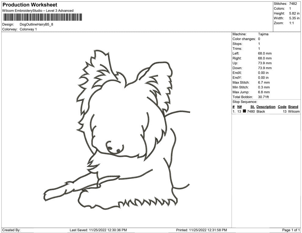 Dog Outline Hairy B
