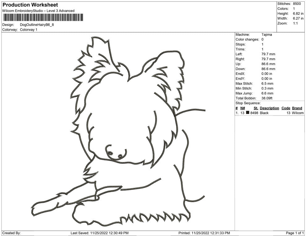 Dog Outline Hairy B