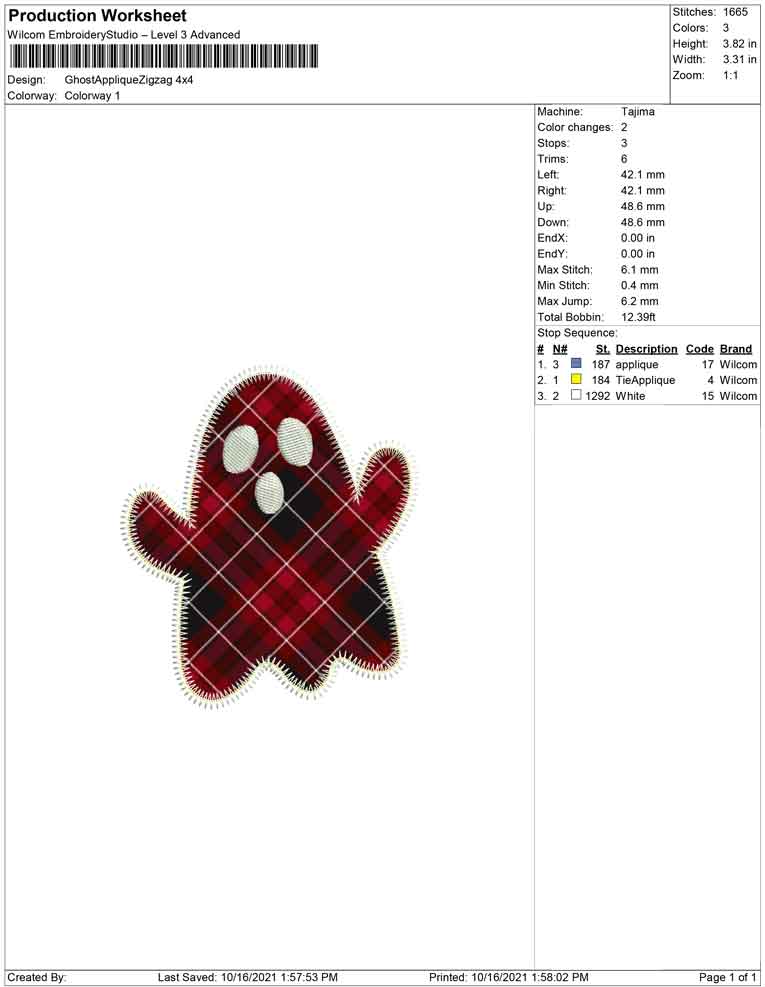 Ghost applique zigzag