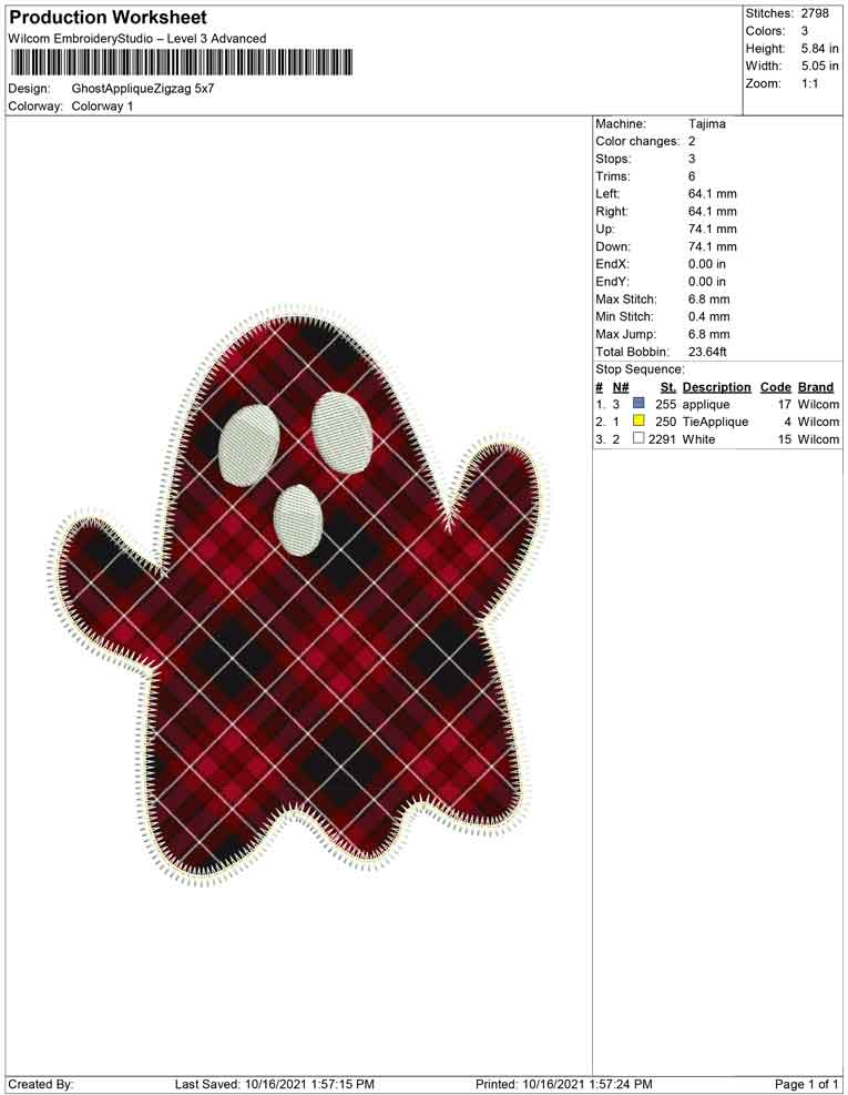 Ghost applique zigzag