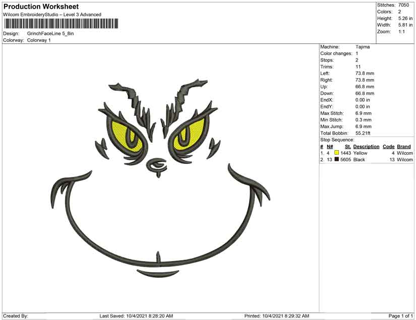Grinch Face line art