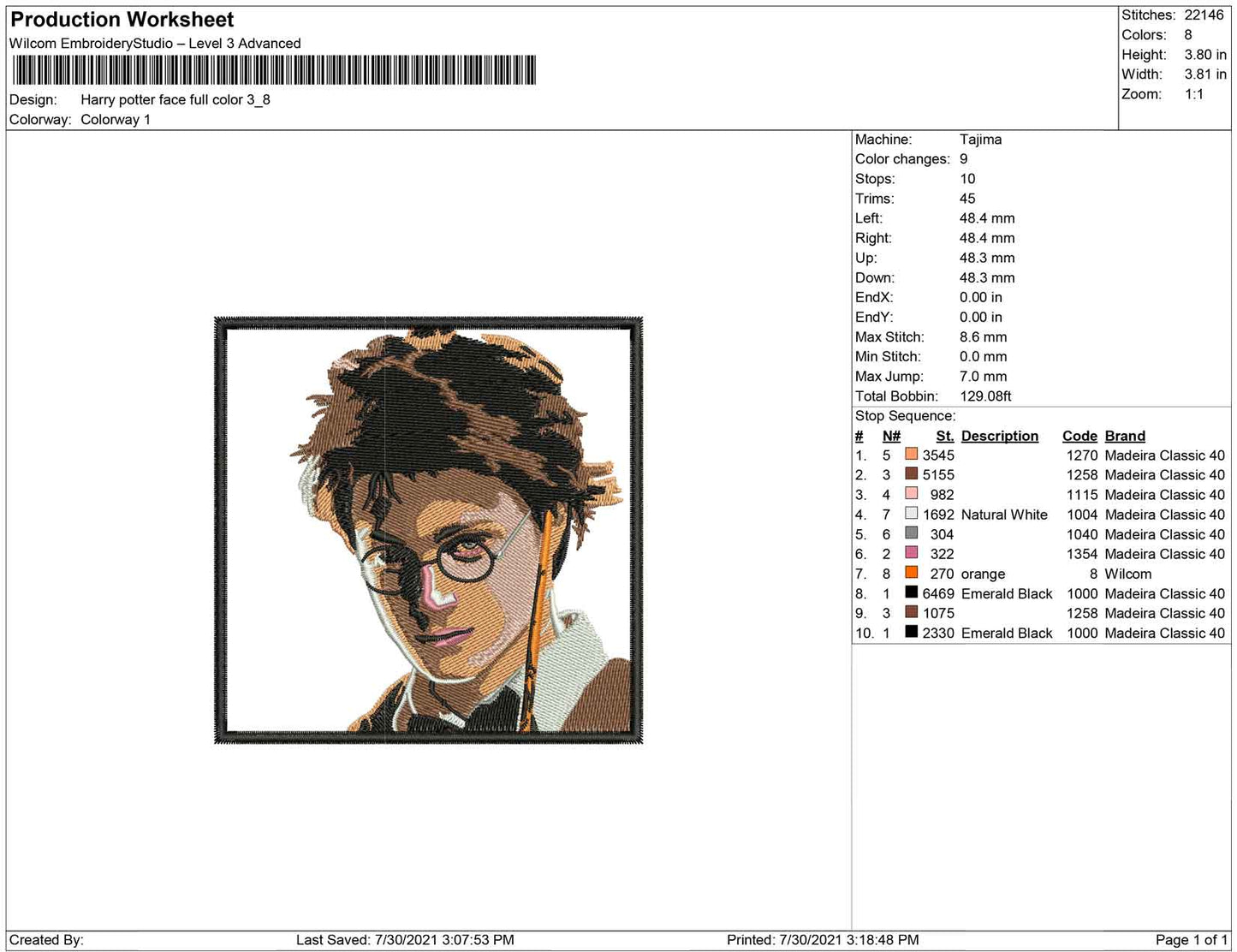 Harry Potter Face Full Color