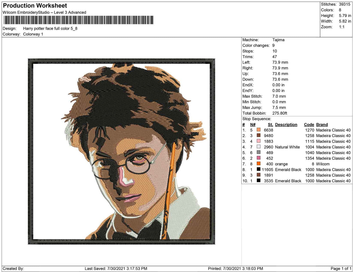 Harry Potter Face Full Color