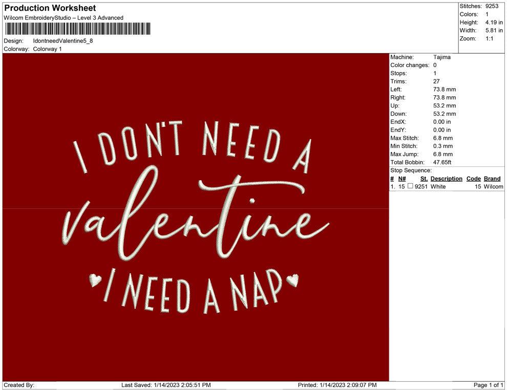 I don't need Valentine