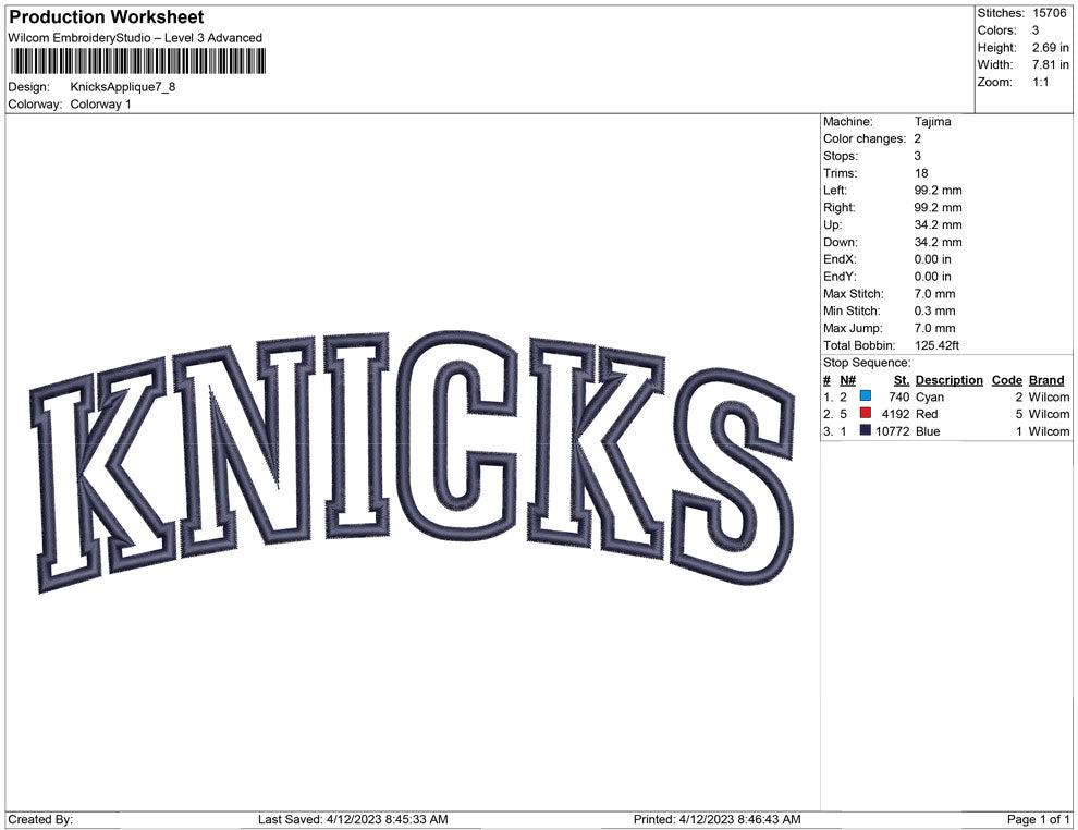 Knicks Applique