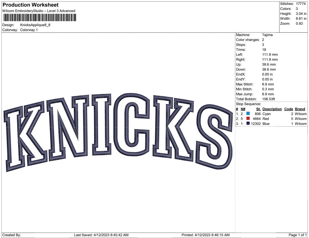 Knicks Applique