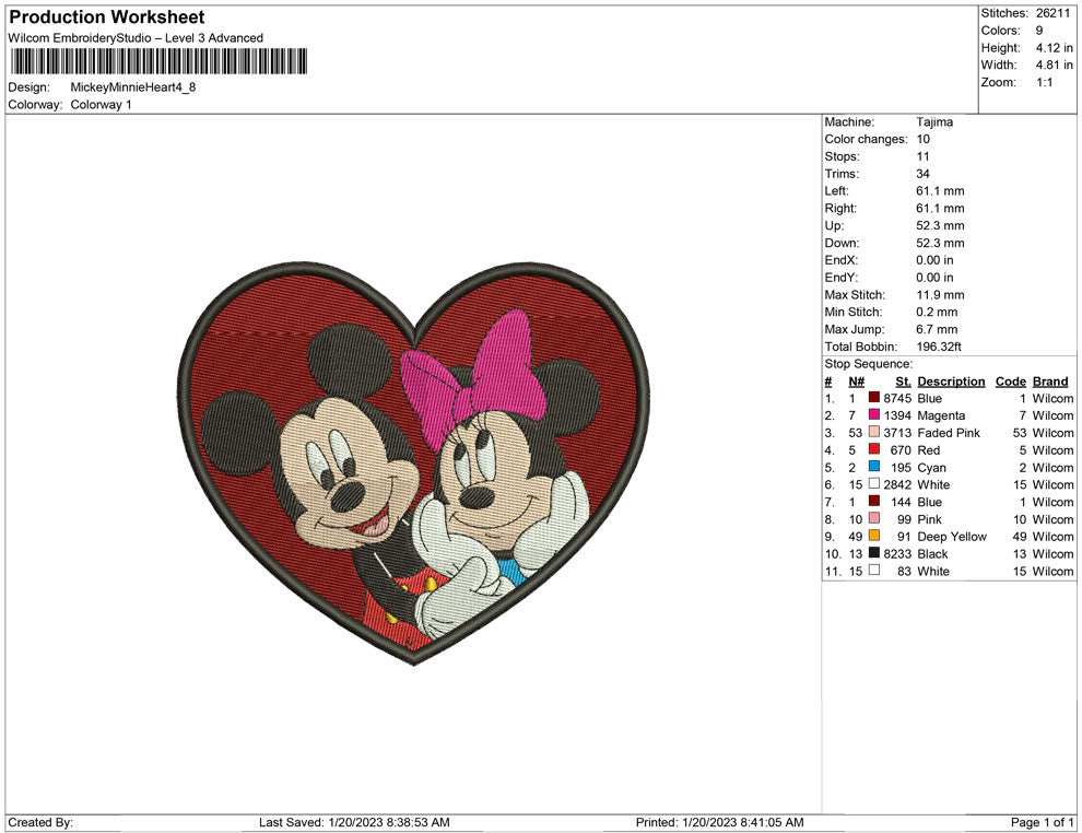 Mickey and minnie Heart bold