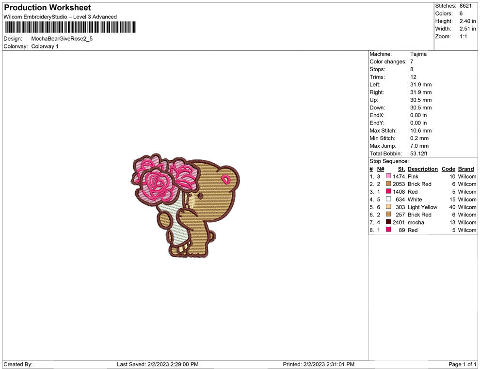Mocha bear giving rose