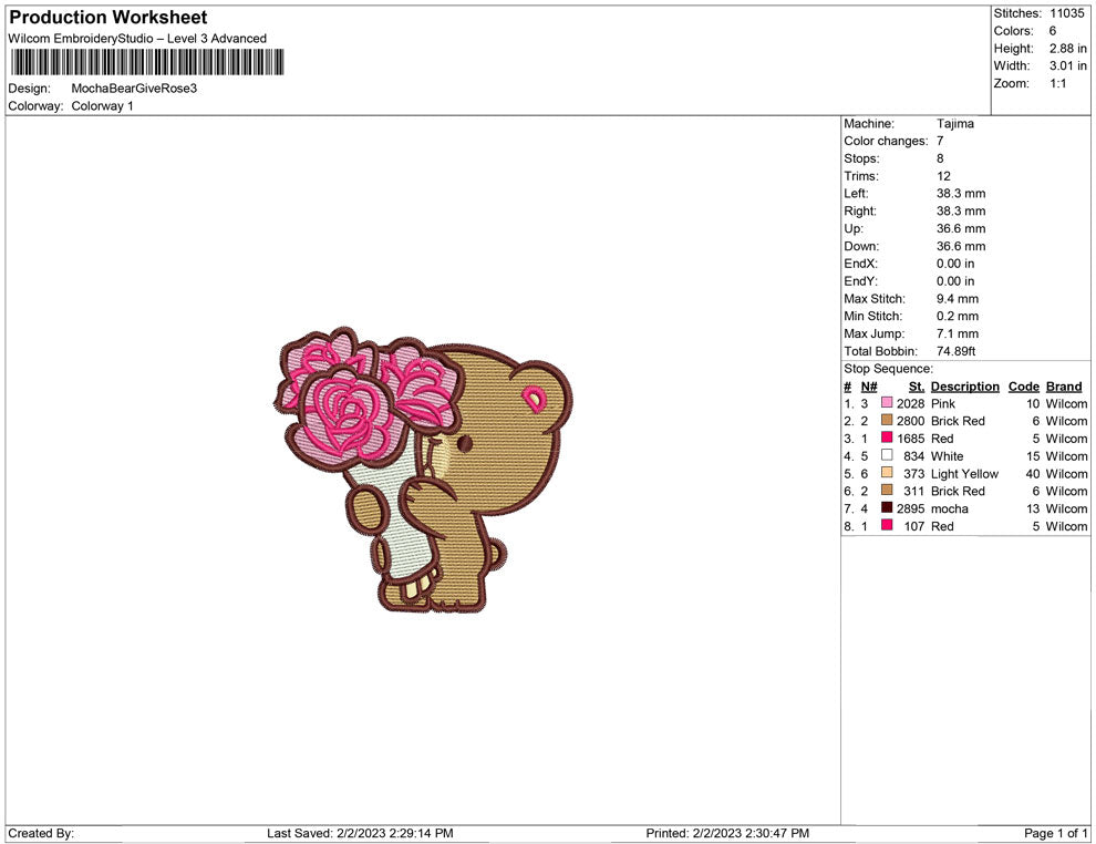 Mocha bear giving rose