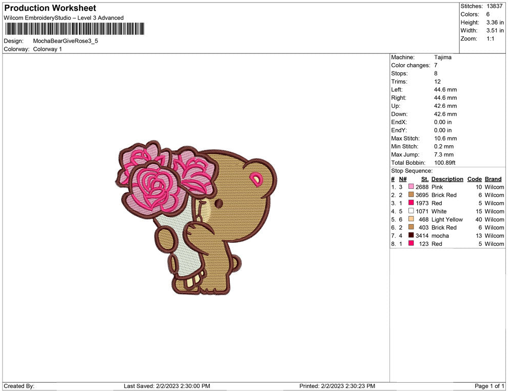 Mocha bear giving rose