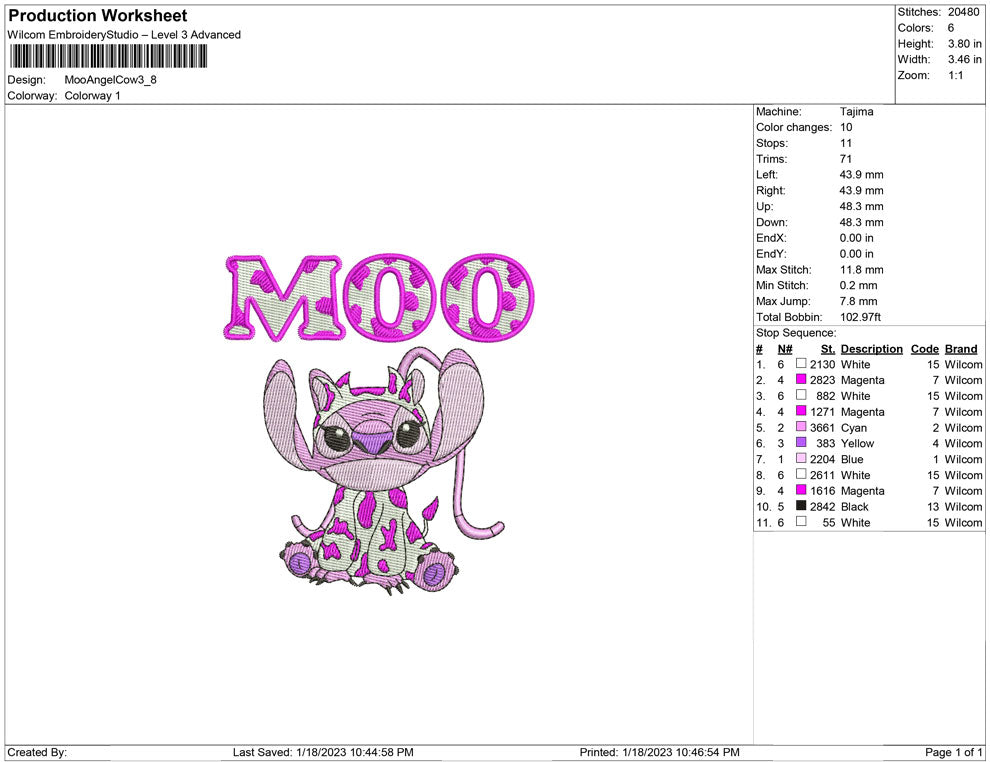 Moo Angel stitch