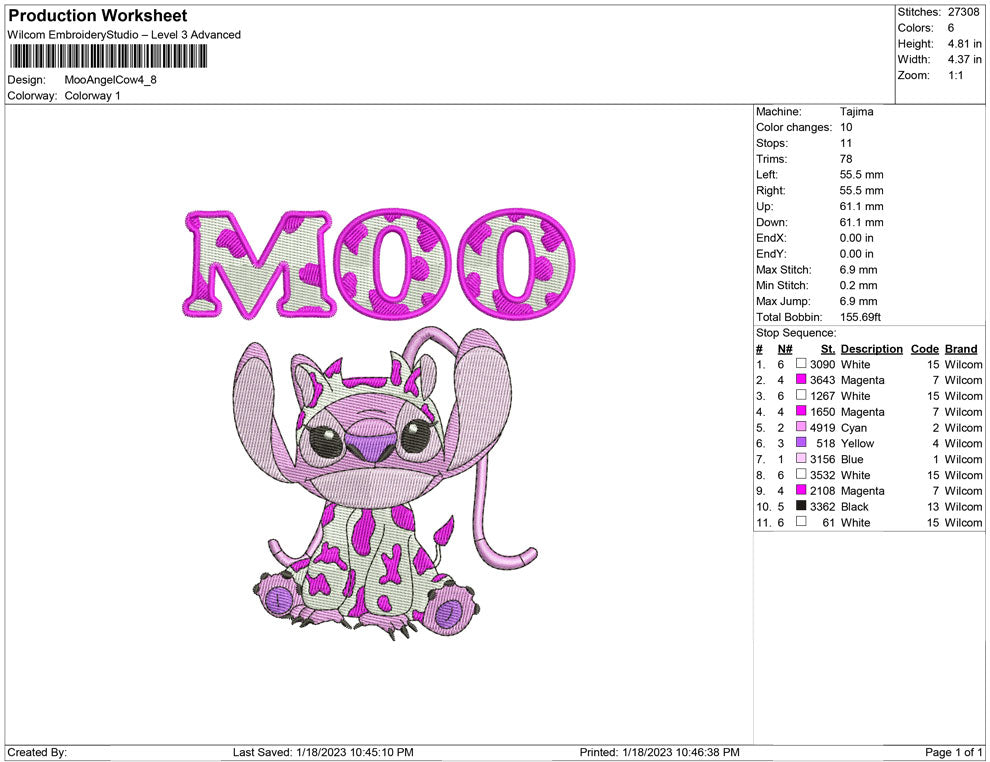 Moo Angel stitch
