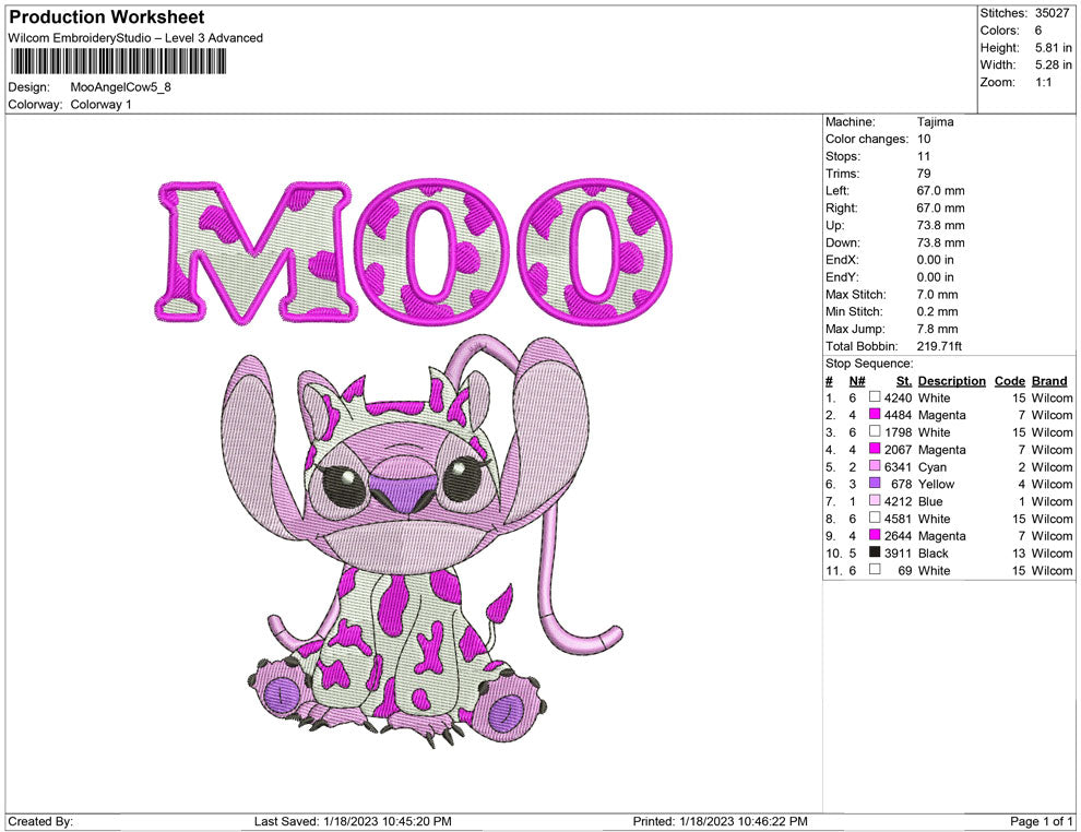 Moo Angel stitch