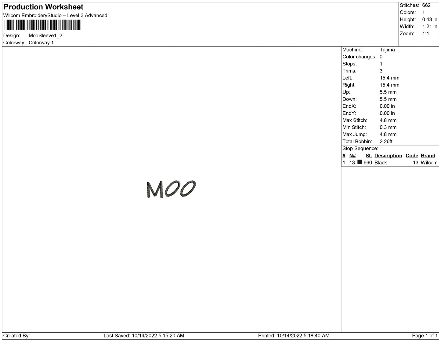 Moo for sleeve or wrist