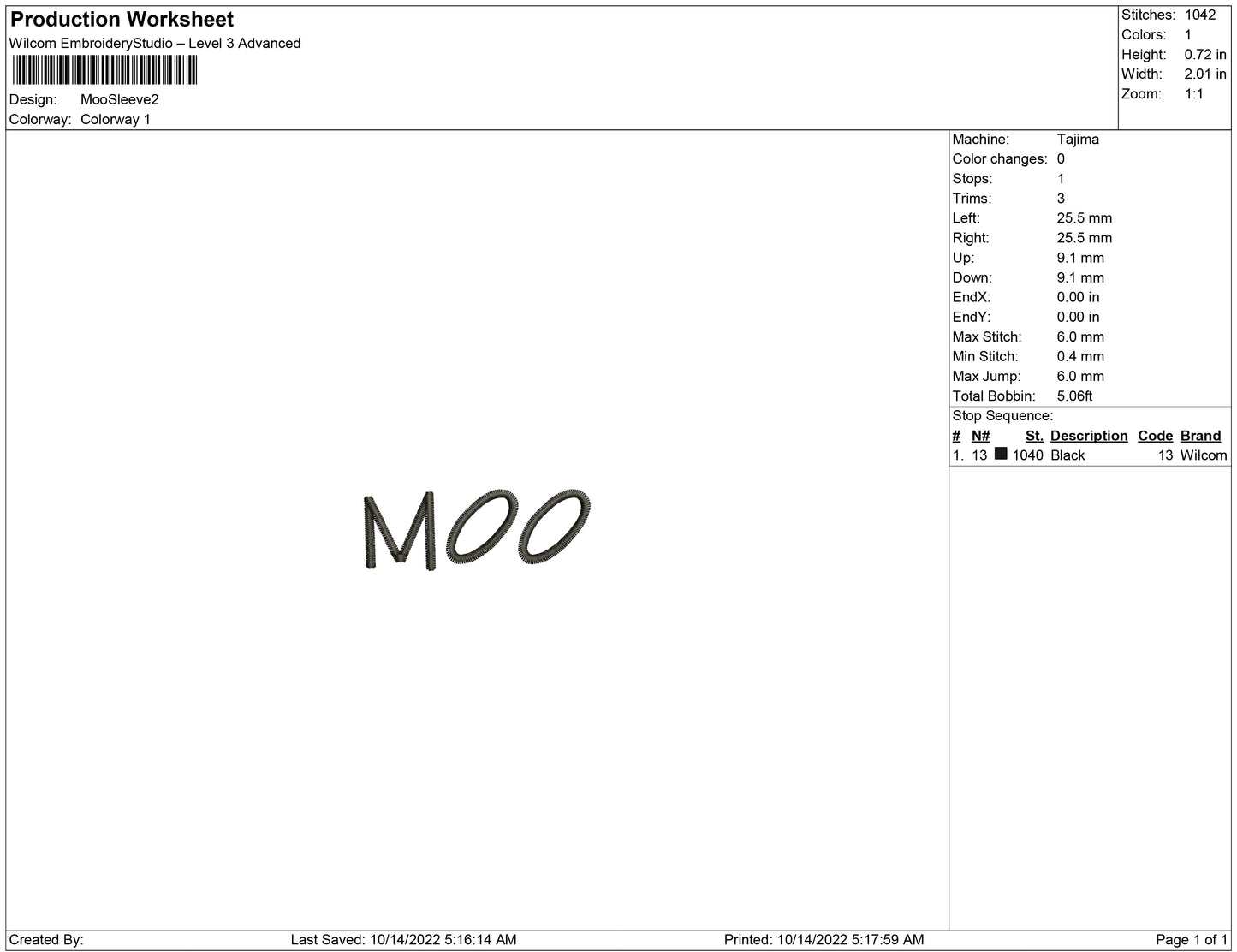 Moo for sleeve or wrist