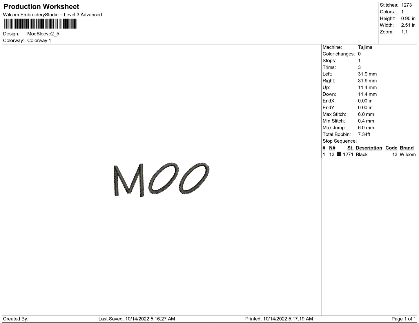 Moo for sleeve or wrist