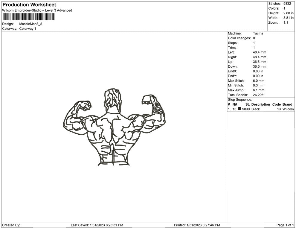 muscle man line art