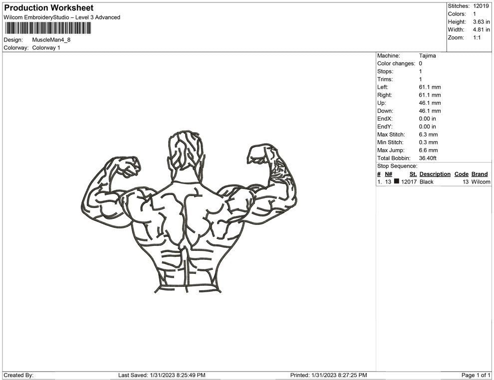 muscle man line art