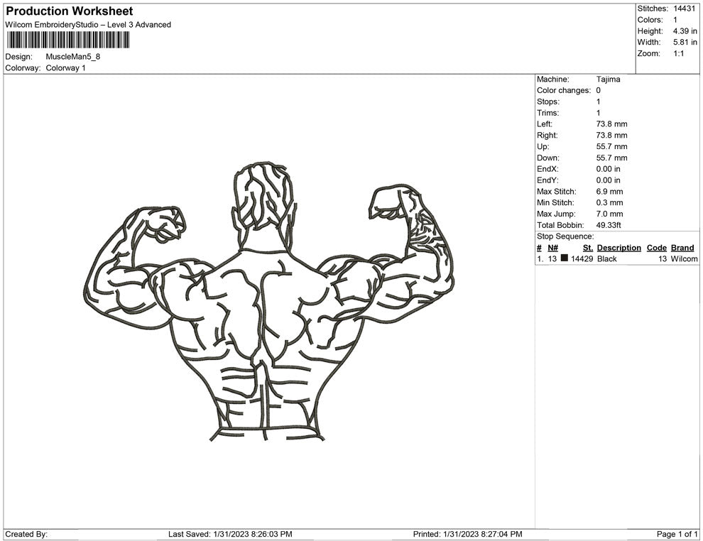 muscle man line art