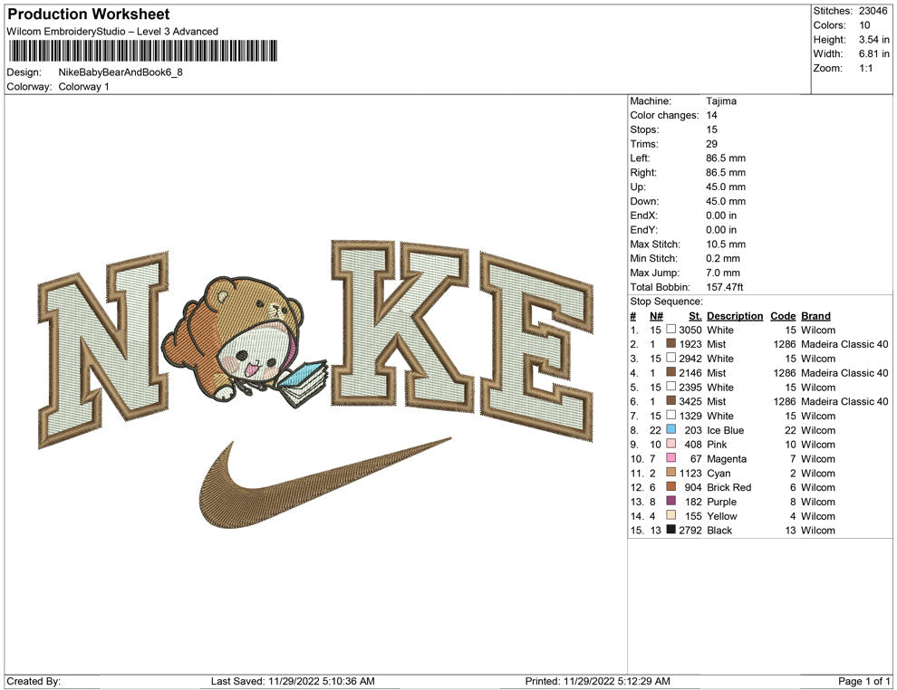 Nike BabyBear with Book
