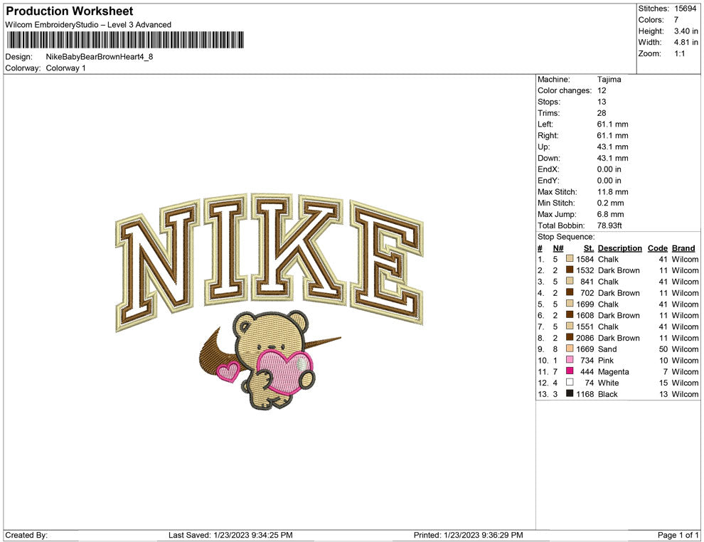 Nike Baby Bear Brown Heart