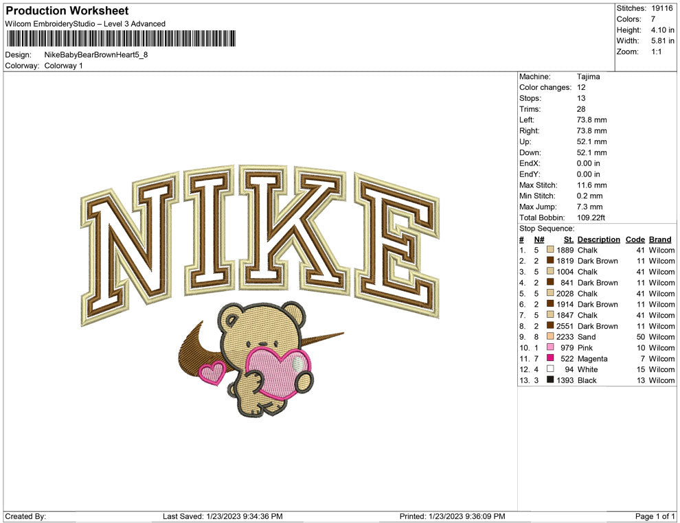Nike Baby Bear Brown Heart