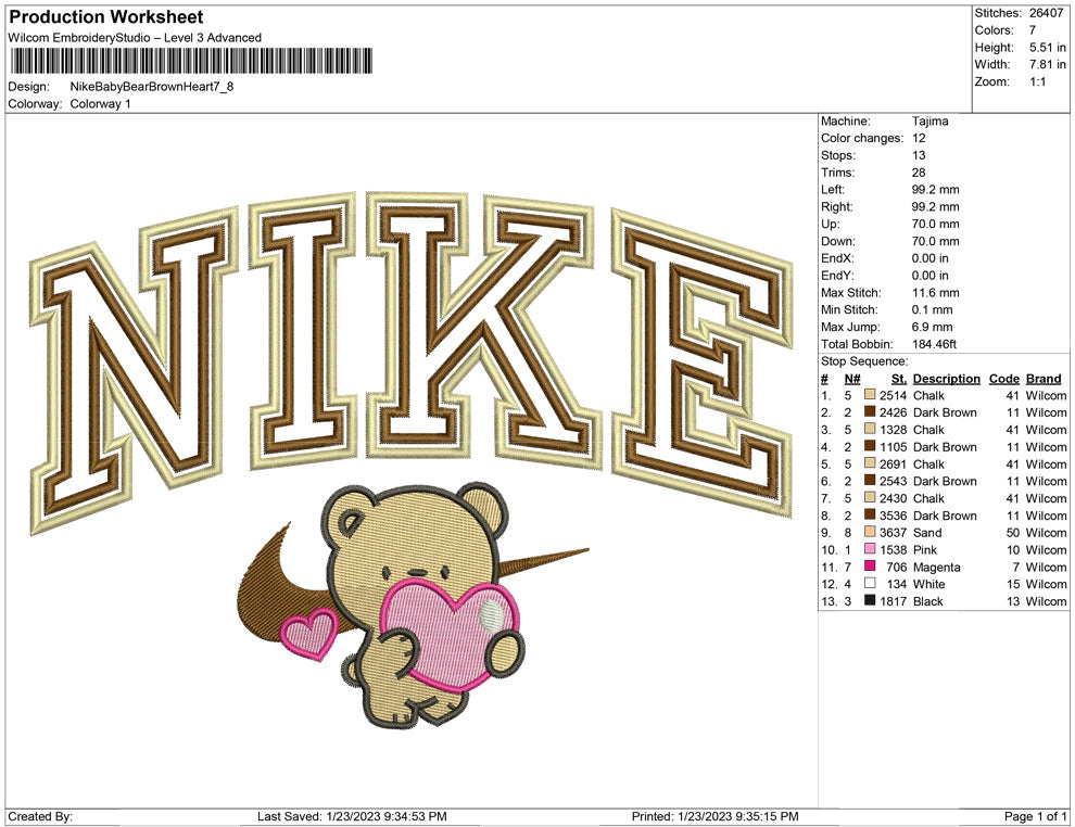 Nike Baby Bear Brown Heart
