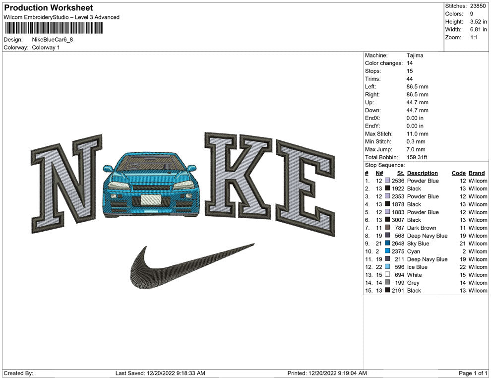Nike Blue car